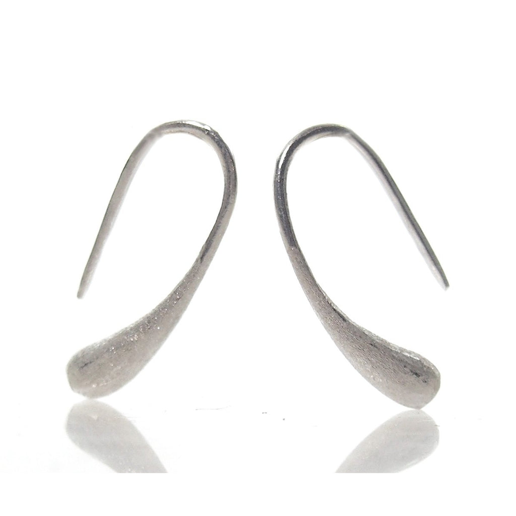 Sterling Silver Curved Drop Brushed  Earrings