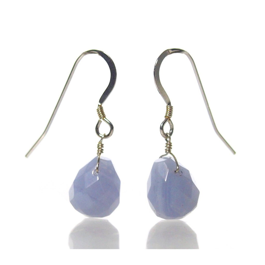 Blue Lace Agate Earrings with Sterling Silver French Earwires