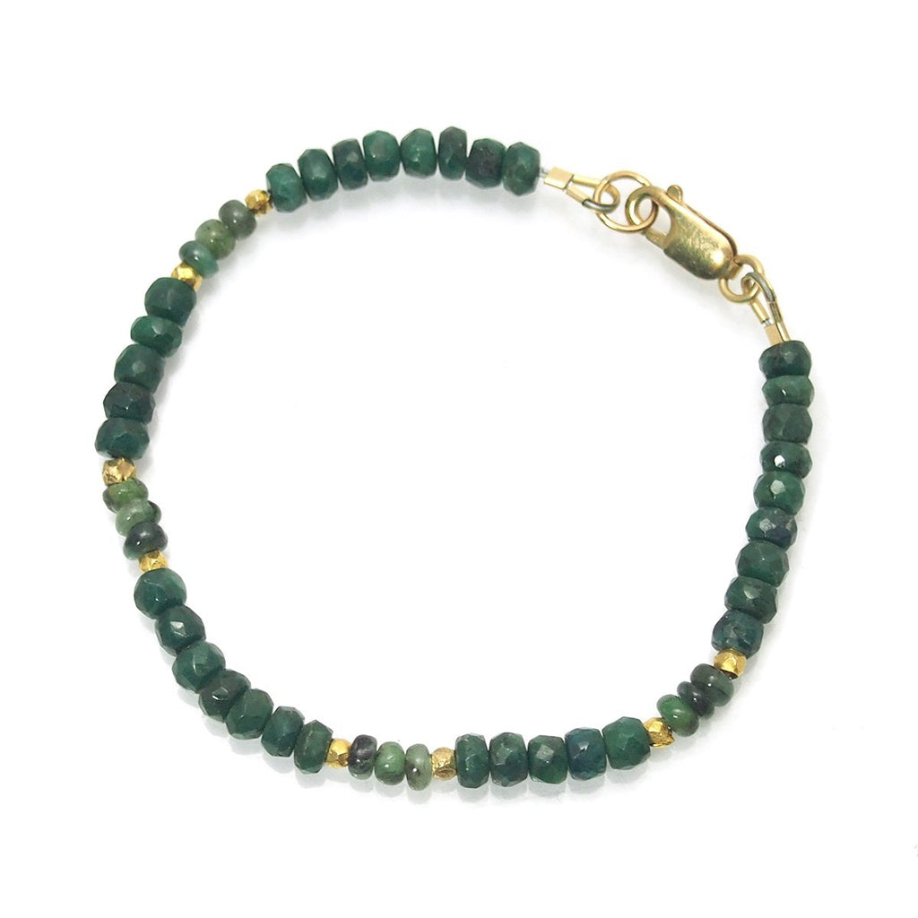 Emerald Faceted Bracelet with Gold Filled Lobster Claw Clasp