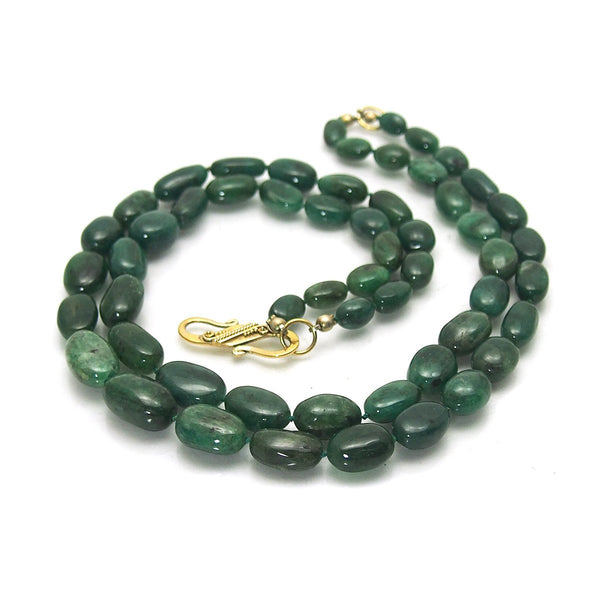 Double-Strand Emerald Necklace with Gold Plate S Hook Clasp