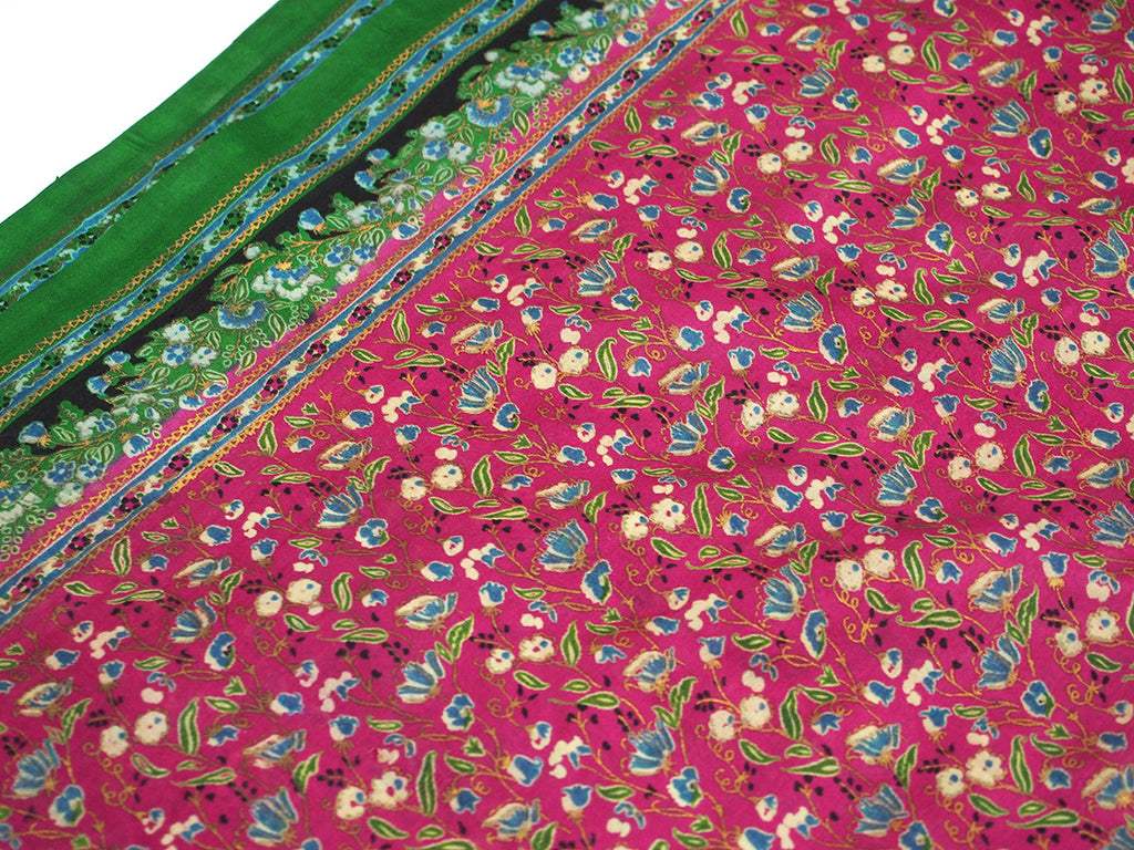 Ensemble 20: Rajasthan Vintage Heirloom Sari with Nepal Felted Wool Lotus Scarf - Each Item Sold Separately
