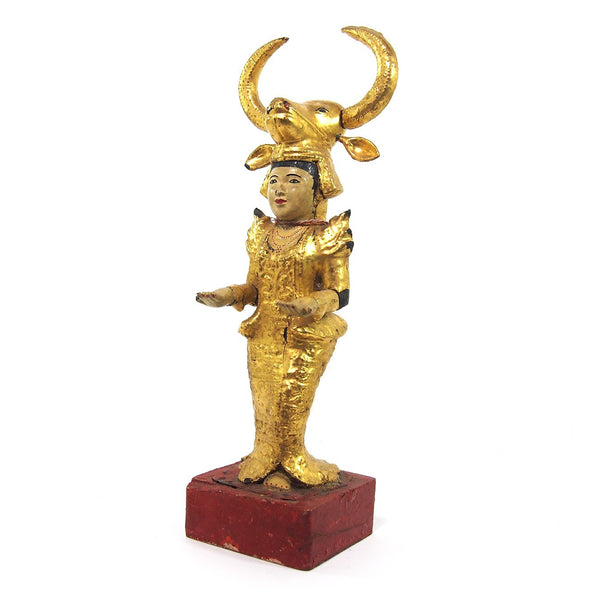 Temple Warrior Guardian Nat Golden Bull Mask Tall Female Figure