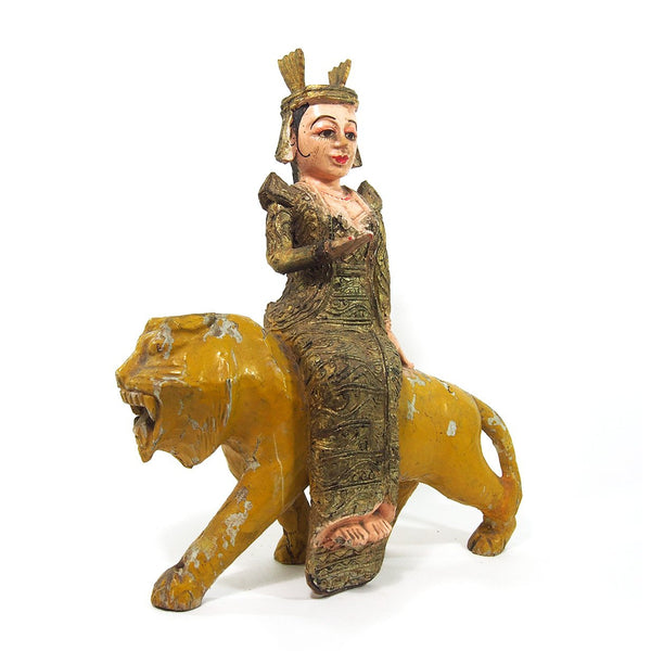 Goddess Durga on a Tiger Temple Guardian Figure from Burma 2