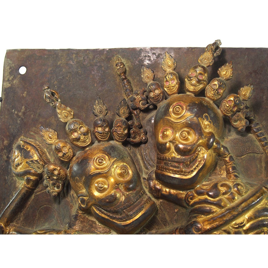 Chitipati Hand Hammered Brass Temple Icon Protector Deities XL