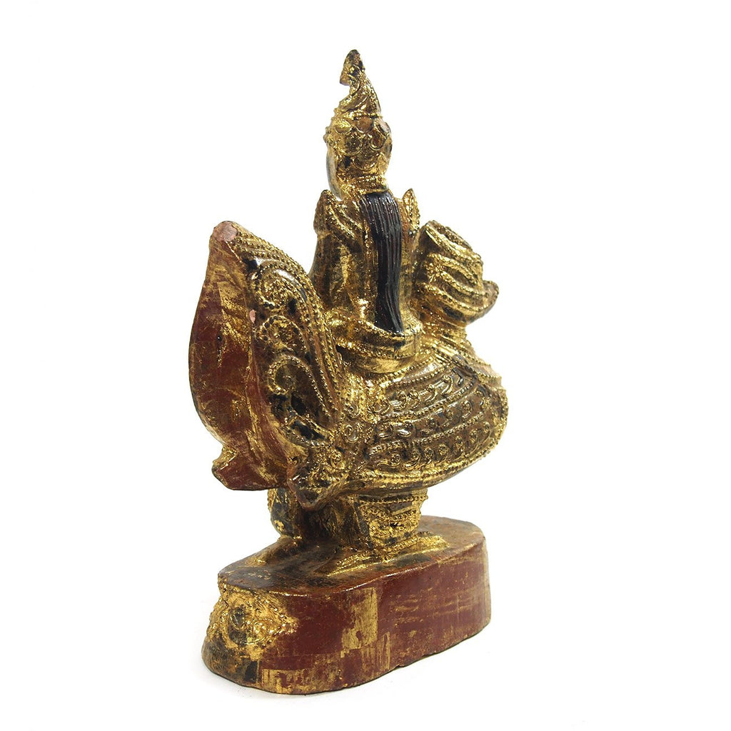 Saraswati Black Lacquer Golden Leaf Figure from Burma known as Thurathadi Dewi