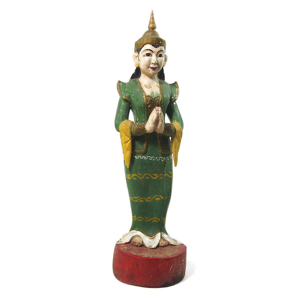 Temple Warrior Guardian Nat Green Robed Female Figure