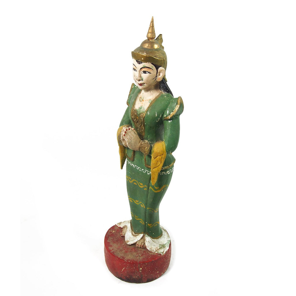 Temple Warrior Guardian Nat Green Robed Female Figure