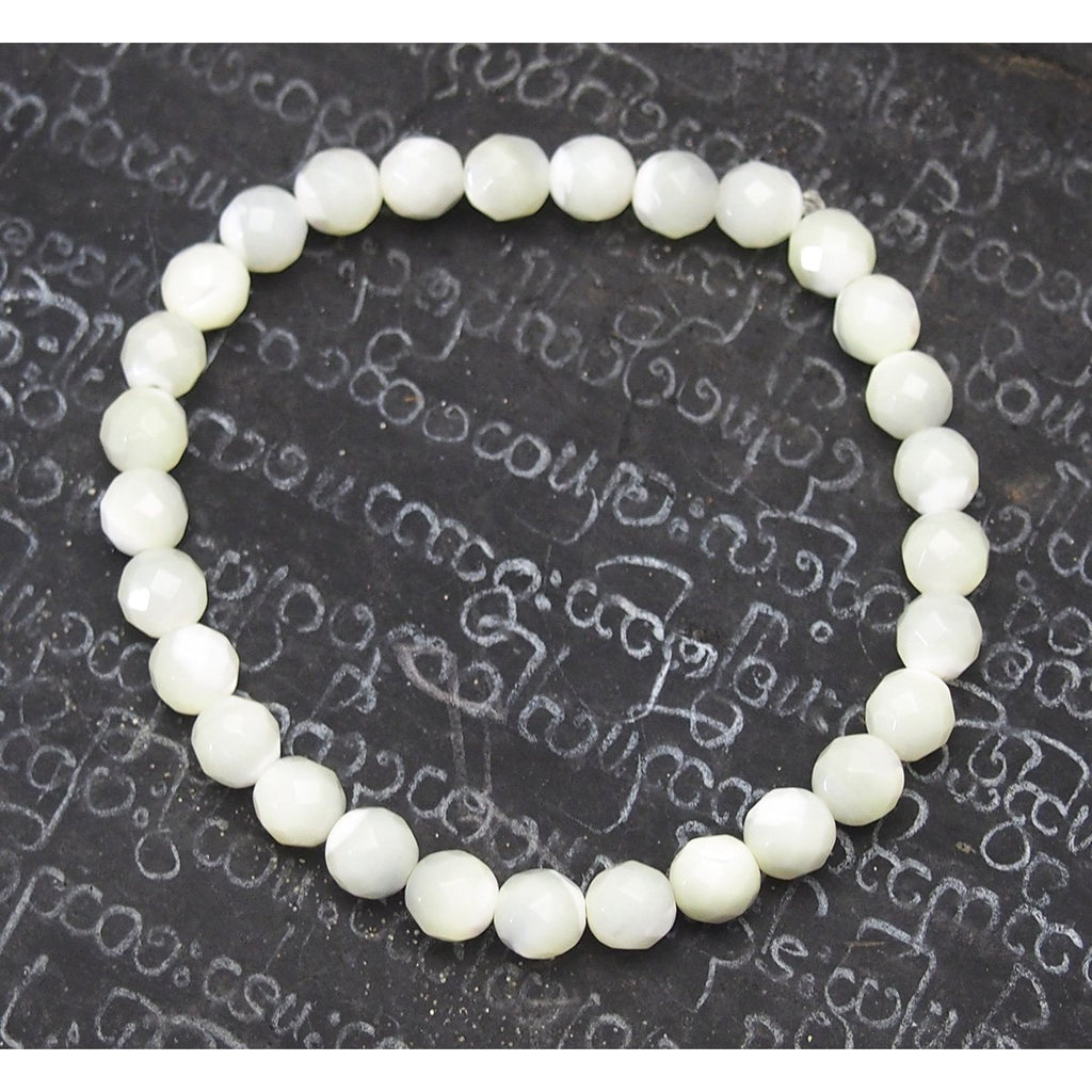 Faceted Mother of Pearl Stretch Bracelet