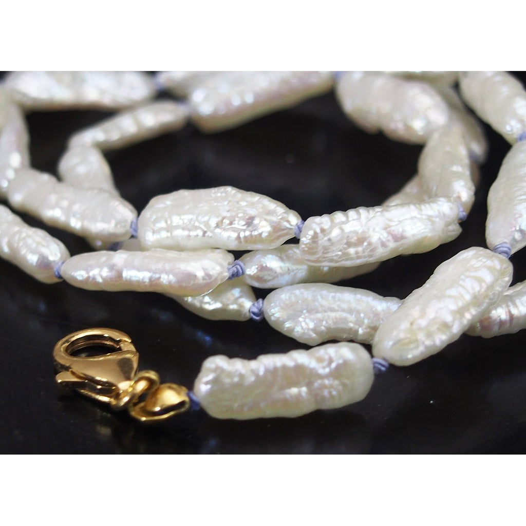 Fresh Water Pearl Knotted Necklace with Gold Filled Trigger Clasp