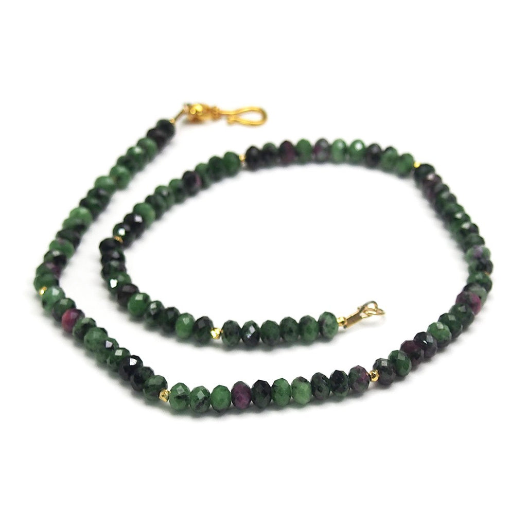 Ruby Zoisite Faceted Necklace with Gold Plated Hook Clasp