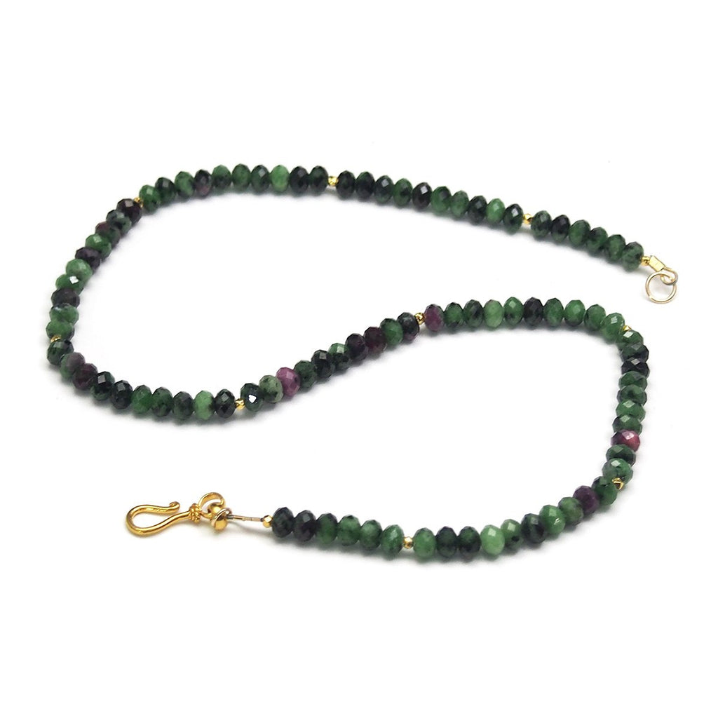 Ruby Zoisite Faceted Necklace with Gold Plated Hook Clasp