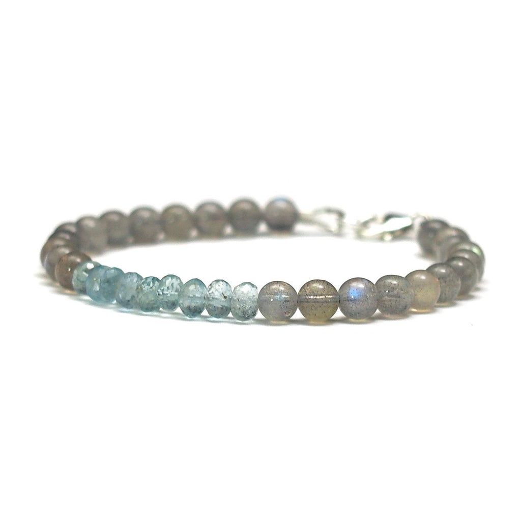 Aquamarine and Labradorite Bracelet with Sterling Silver Trigger Clasp