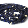18th Century German Cobalt Glass "Donut" Trade Beads strung with Cowrie Shells from Mali