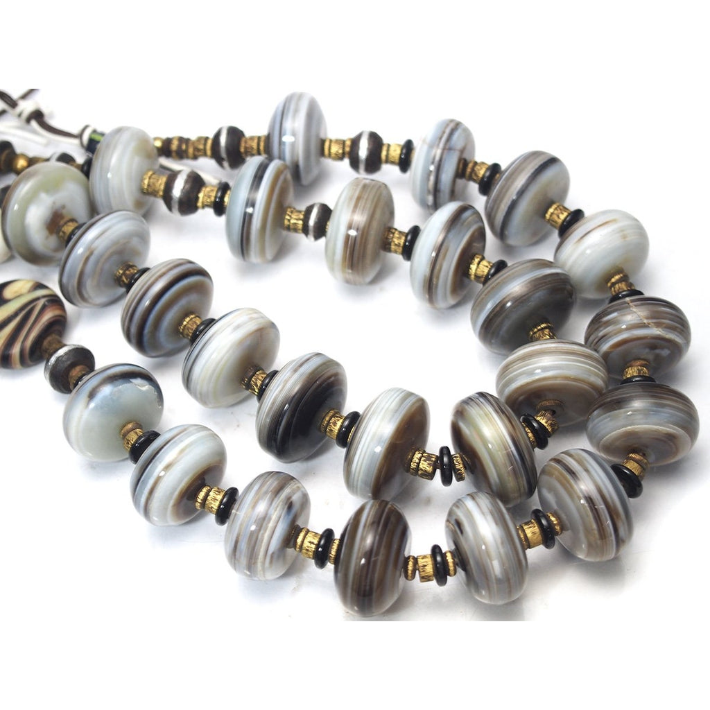 Banded Agate Xtra Large Rondelle Heirloom Beads