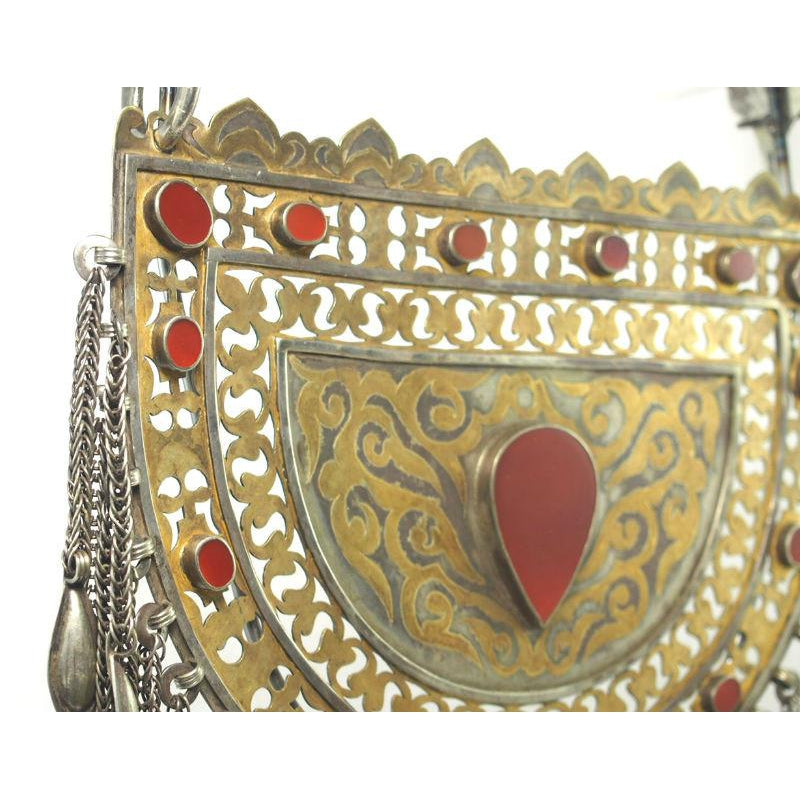 Turkmen Half Moon Shape Torque Necklace Pendant - 15