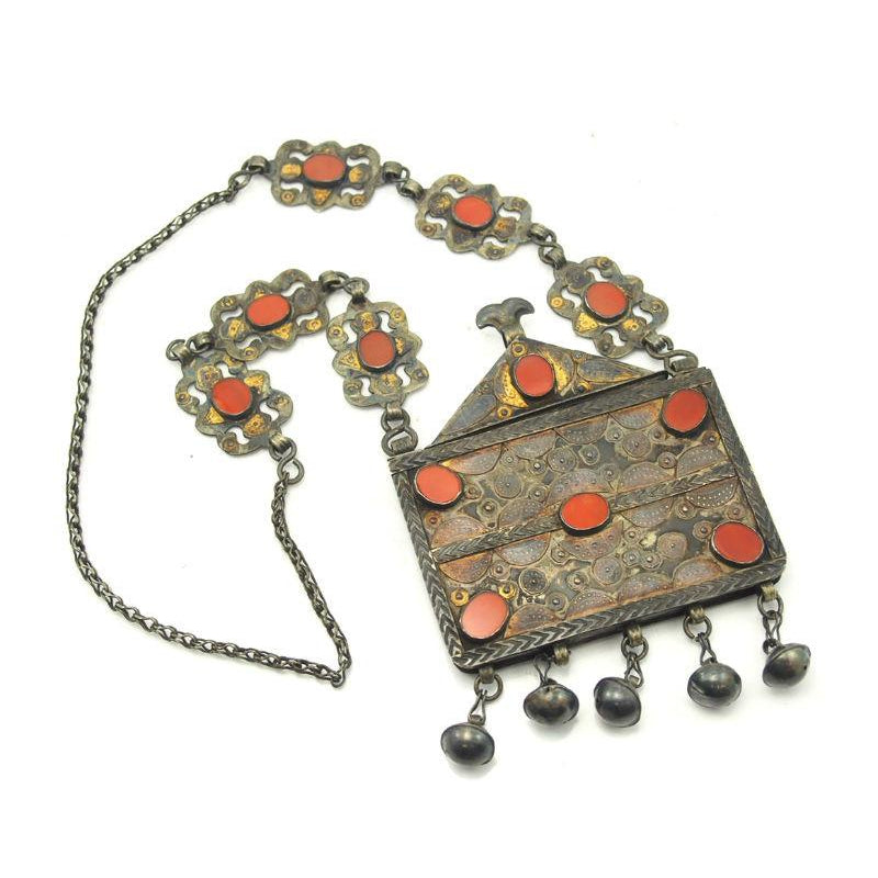 Turkmen Amulet Case Antique with Original Chain-17