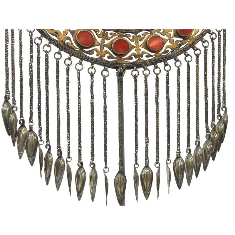 Turkmen Half Moon Shape Torque Necklace Antique Pendant-14