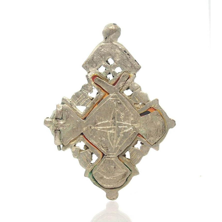Ethiopian Processional Hand-Painted Icon Cross, Small 2