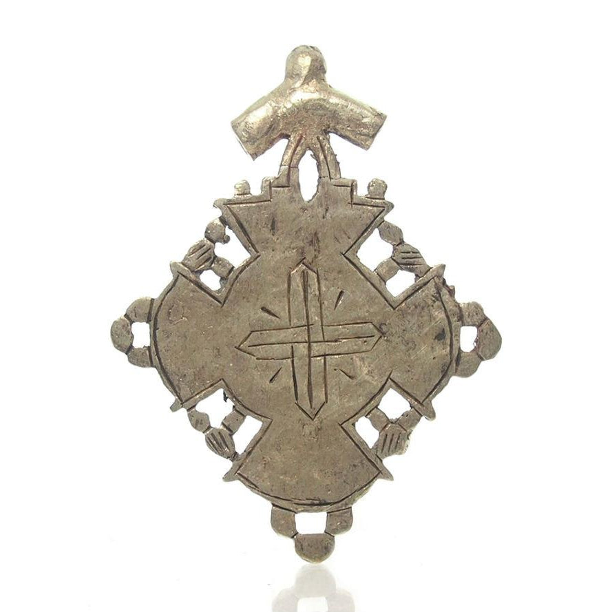 Ethiopian Processional Hand-Painted Icon Cross, Small 3