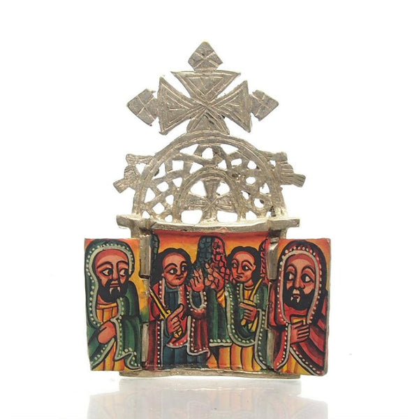 Ethiopian Processional Hand-Painted Icon Cross, M5