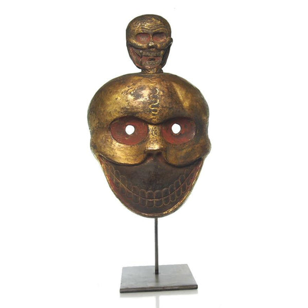 Chitipati Hand Hammered Brass Dance Mask and Temple Icon 2