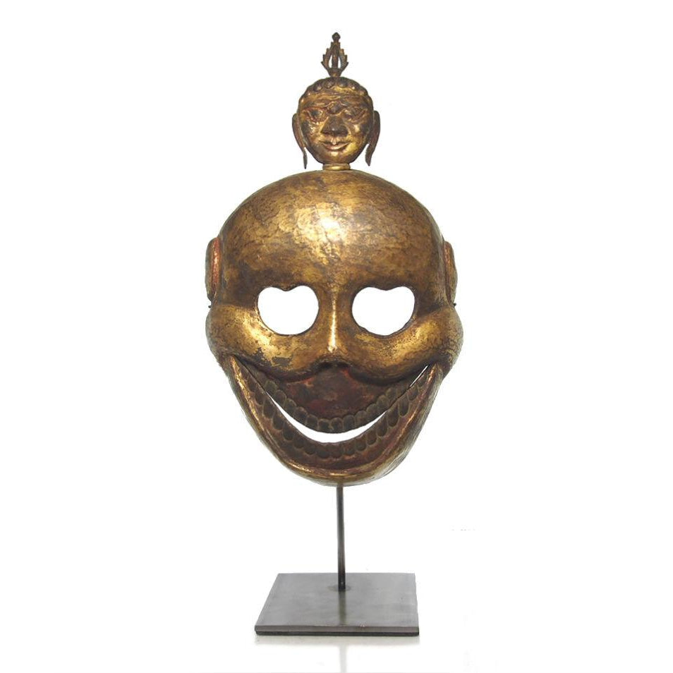 Chitipati Hand Hammered Brass Dance Mask and Temple Icon 3