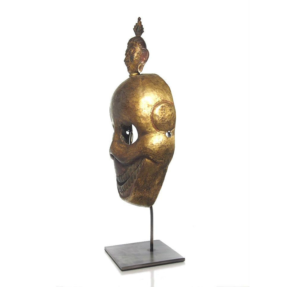 Chitipati Hand Hammered Brass Dance Mask and Temple Icon 3