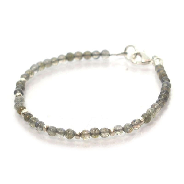 Labradorite and Sterling Silver Bracelet with Sterling Silver Trigger Clasp