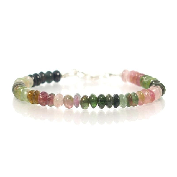 Watermelon Tourmaline Bracelet with Sterling Silver Trigger Clasp