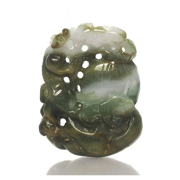 Jade Protective Health Bottle Gourd Pendant with Guardian Animal