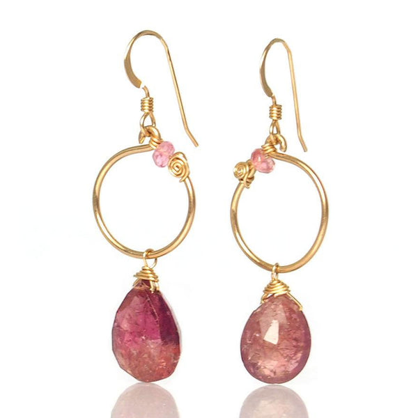 Pink Tourmaline Earrings with Gold Filled French Ear Wires