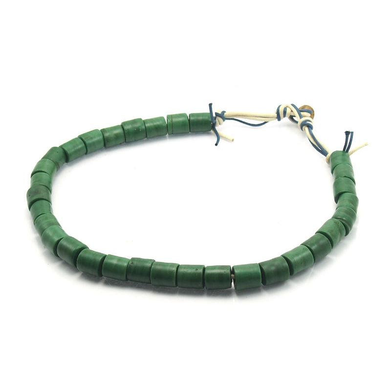 Vintage Naga Glass Beads Strand, Green