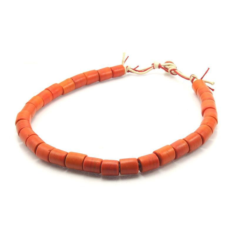 Vintage Naga Glass Beads Strand, Orange