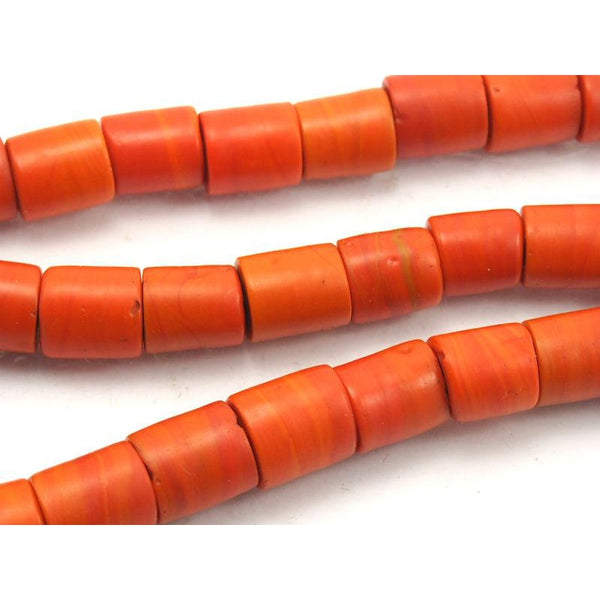Vintage Naga Glass Beads Strand, Orange