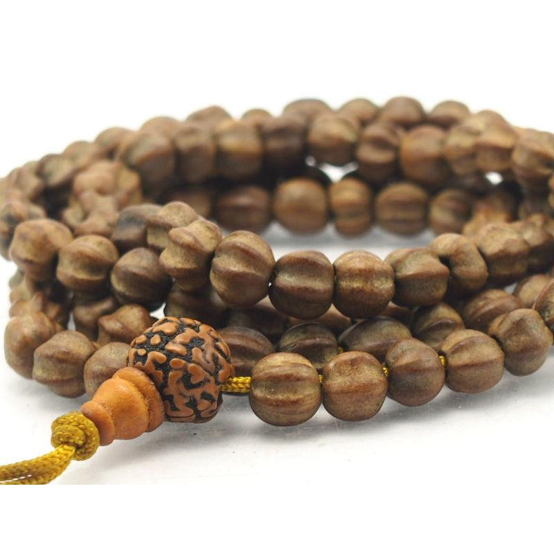Wooden Carved Melon Mala 8mm
