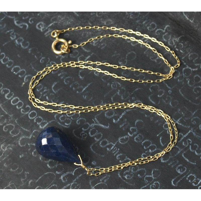 Sapphire Necklace On Gold Filled Chain With Gold Filled Spring Clasp 2