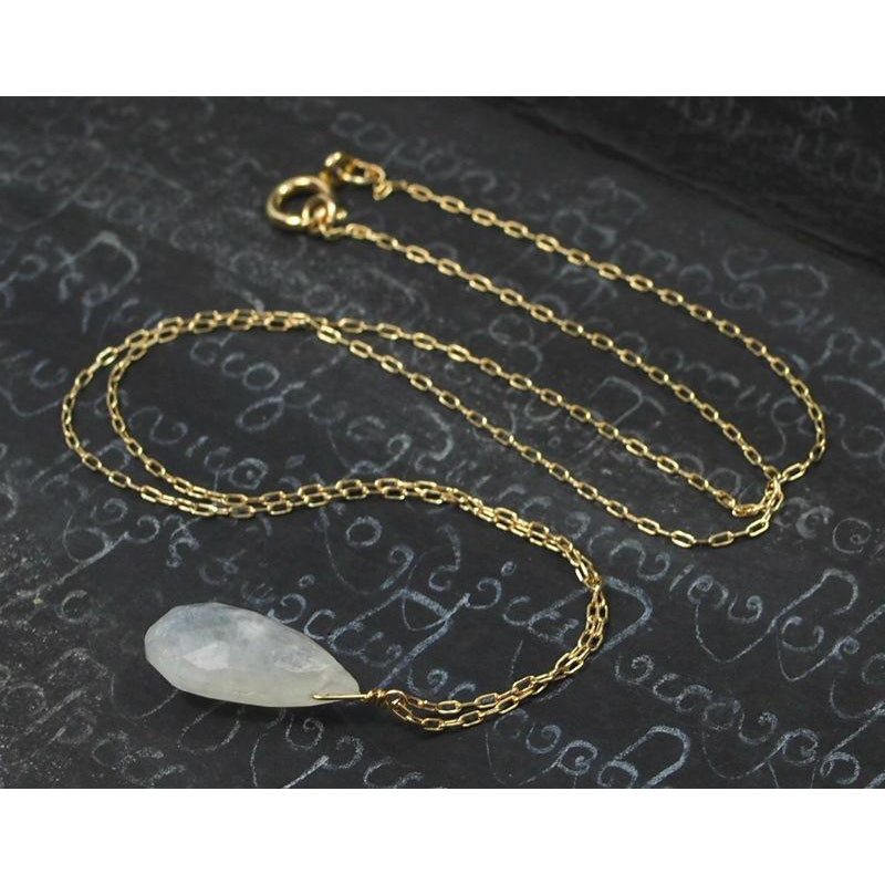 Moonstone Necklace On Gold Filled Chain With Gold Filled Spring Clasp
