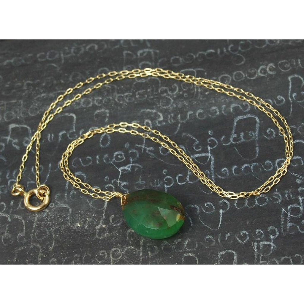 Chrysoprase Necklace On Gold Filled Chain With Gold Filled Spring Clasp