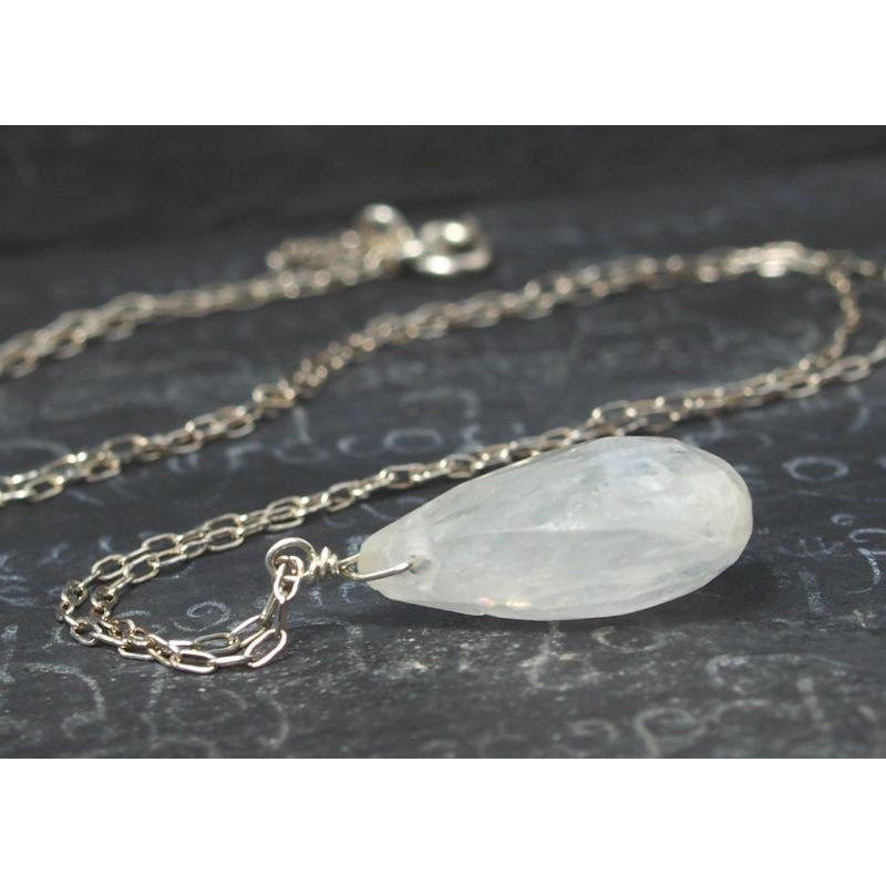 Moonstone Necklace On Sterling Silver Chain With Sterling Silver Spring Clasp 2