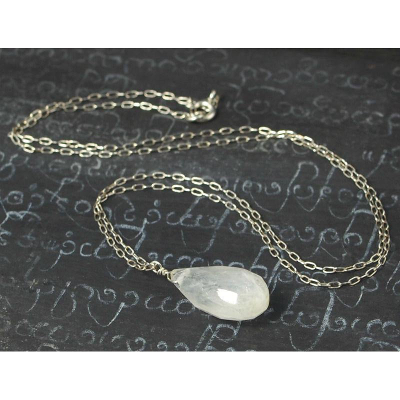 Moonstone Necklace On Sterling Silver Chain With Sterling Silver Spring Clasp 2