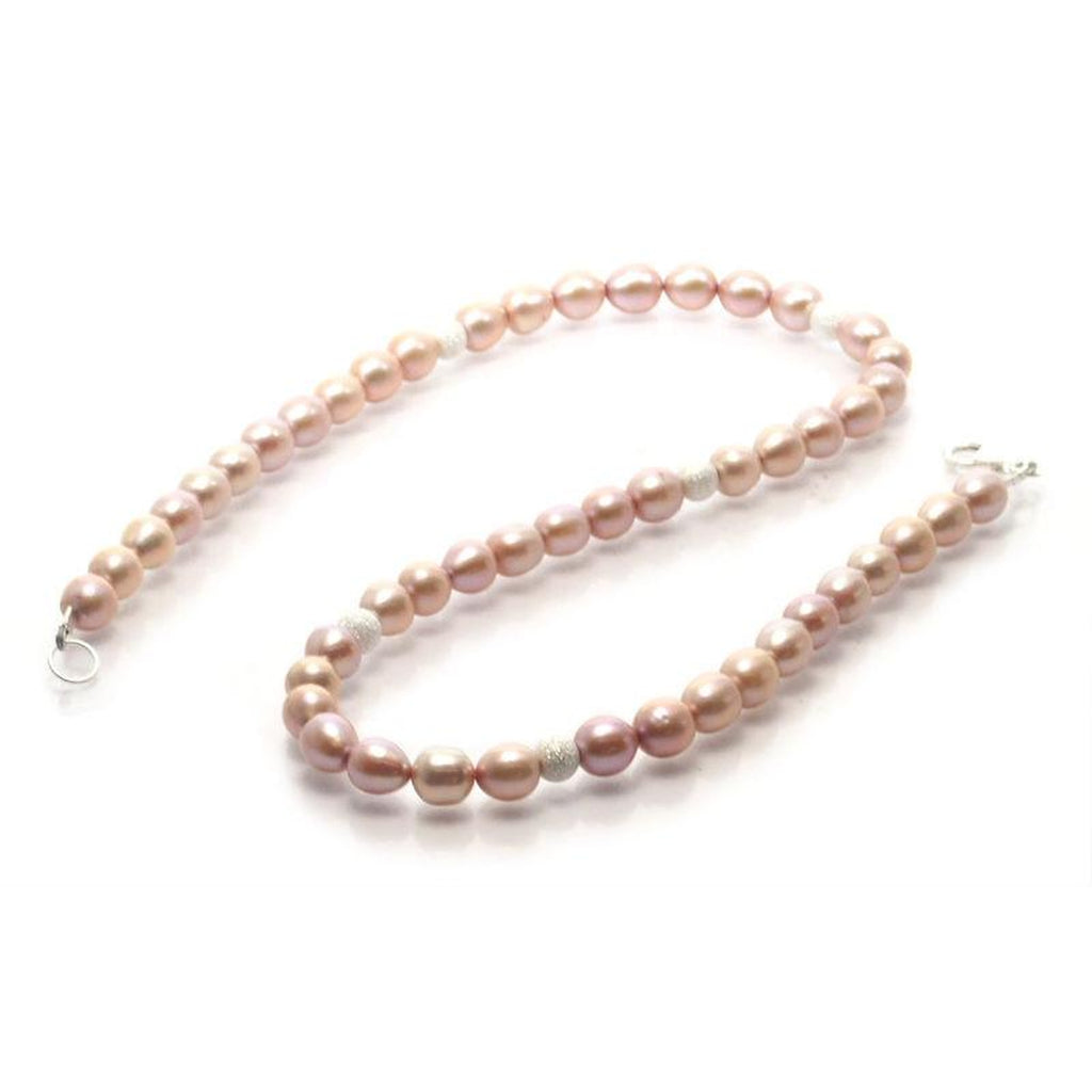 Fresh Water Pearl Necklace and Sterling Silver Accent Beads With Sterling Silver Trigger Clasp