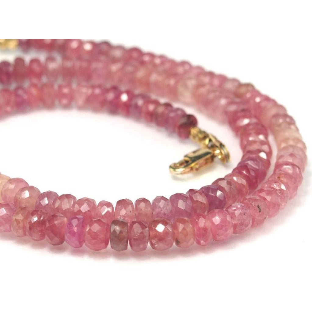 Pink Sapphire Necklace with Gold FIlled Lobster Claw Clasp