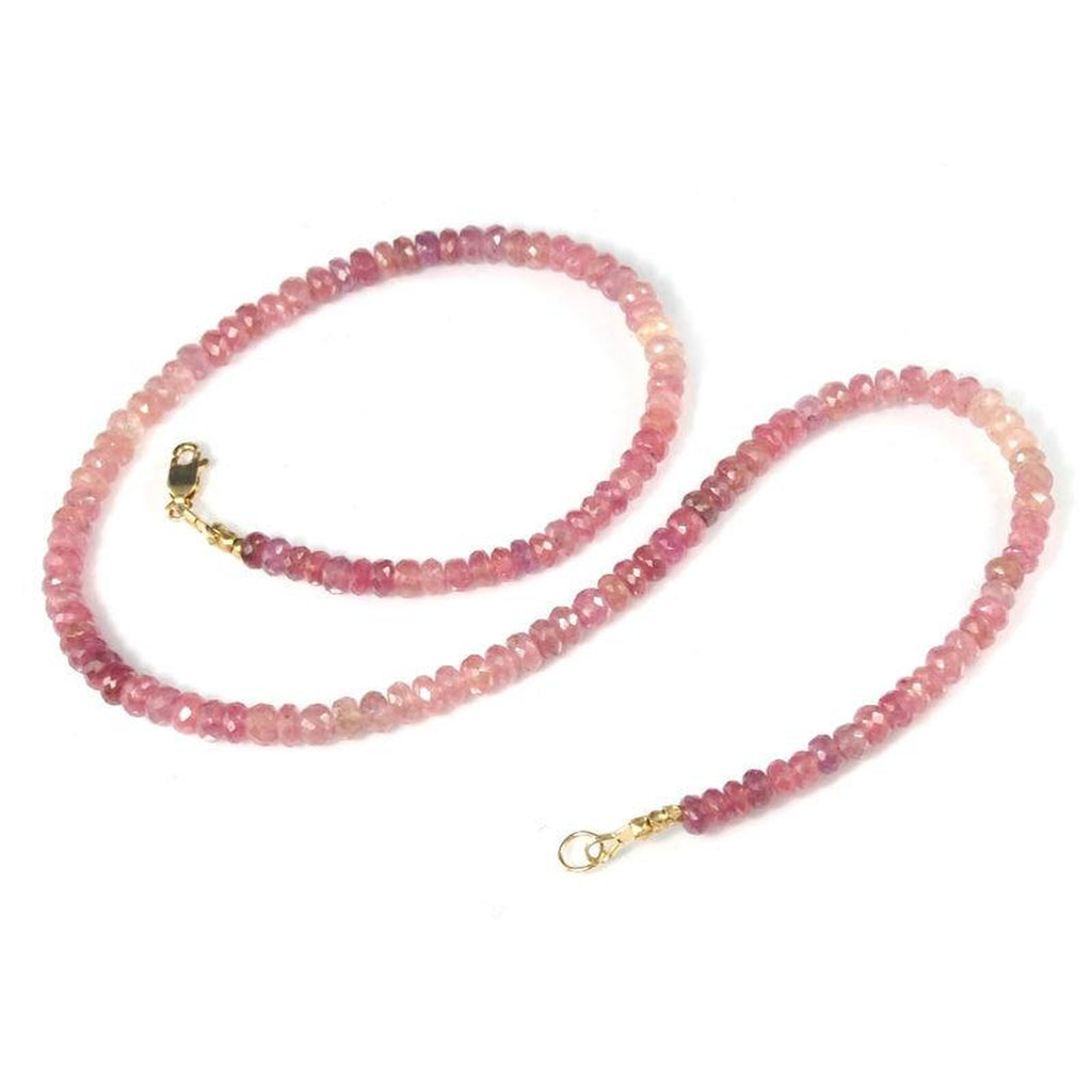 Pink Sapphire Necklace with Gold FIlled Lobster Claw Clasp