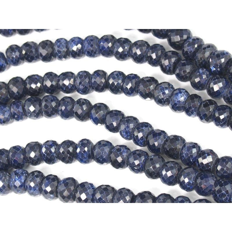 Sapphire Faceted Rondelles 9-10mm Strand