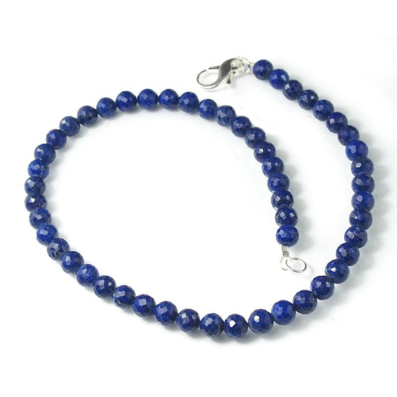 Lapis Lazuli (AA+ Quality)Necklace with Sterling Silver Fancy Lobster Claw Clasp