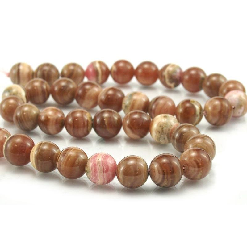 Rhodocrosite Chocolate Smooth Rounds 10mm Strand