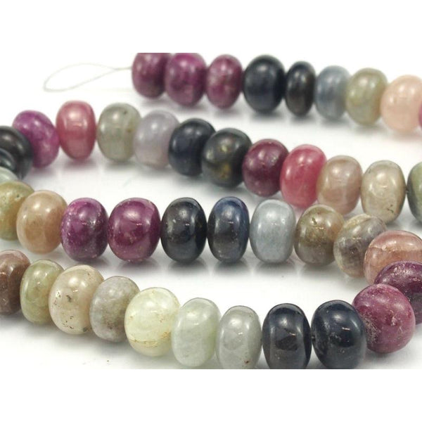 Multi-Colored Sapphire Smooth Rondelles 12mm Strand