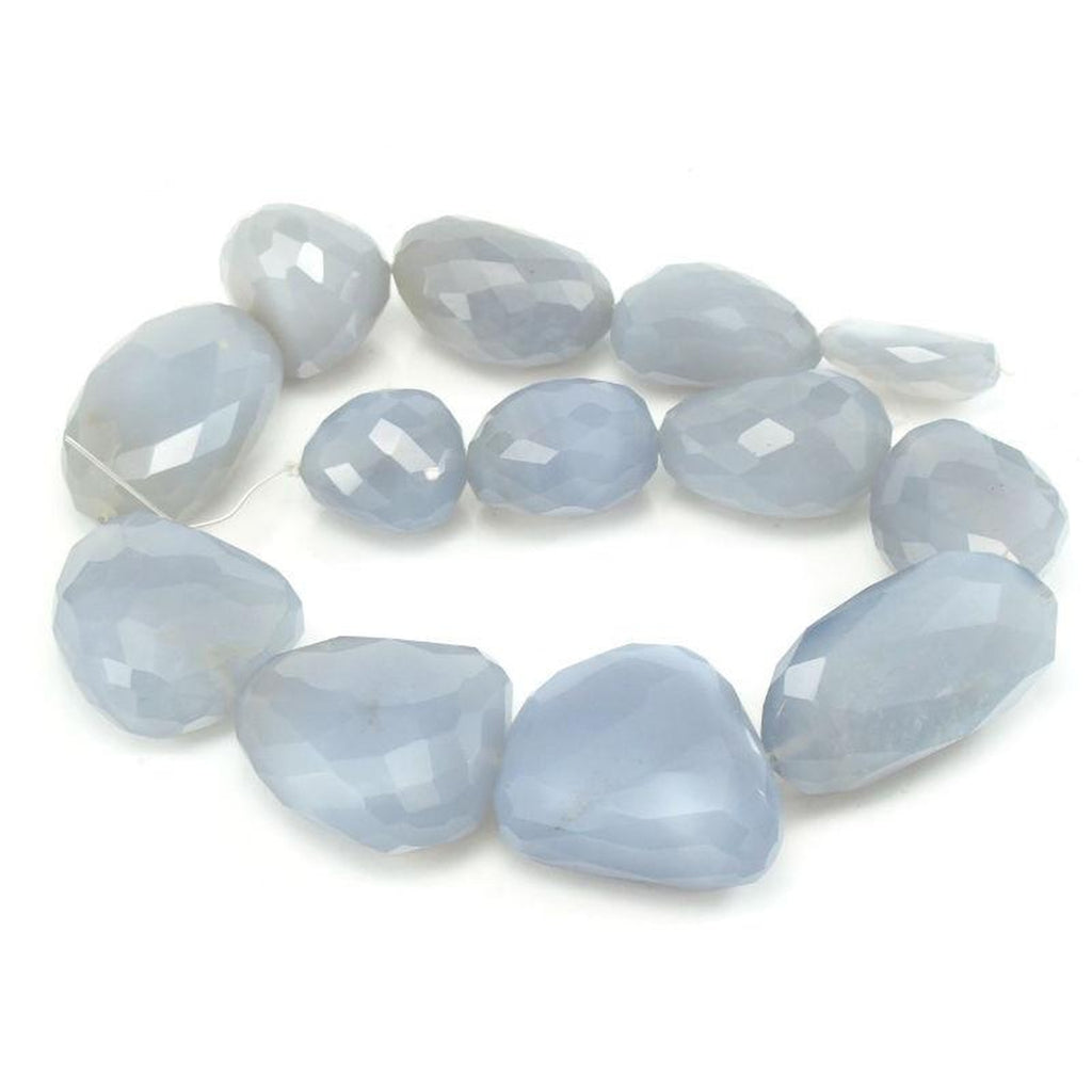 Chalcedony Large Faceted Graduated Nugget Strand