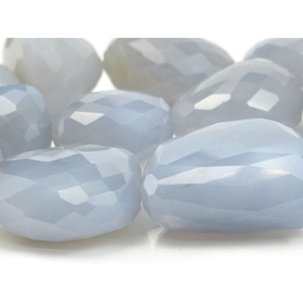 Chalcedony Large Faceted Graduated Nugget Strand