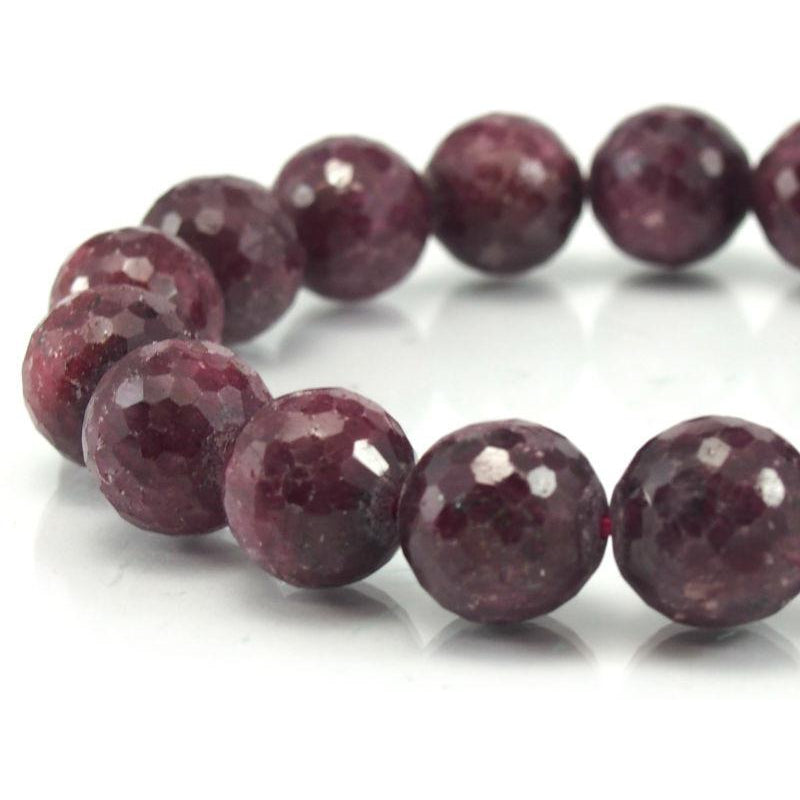Ruby-Zoisite Faceted Stretch Bracelet 13mm
